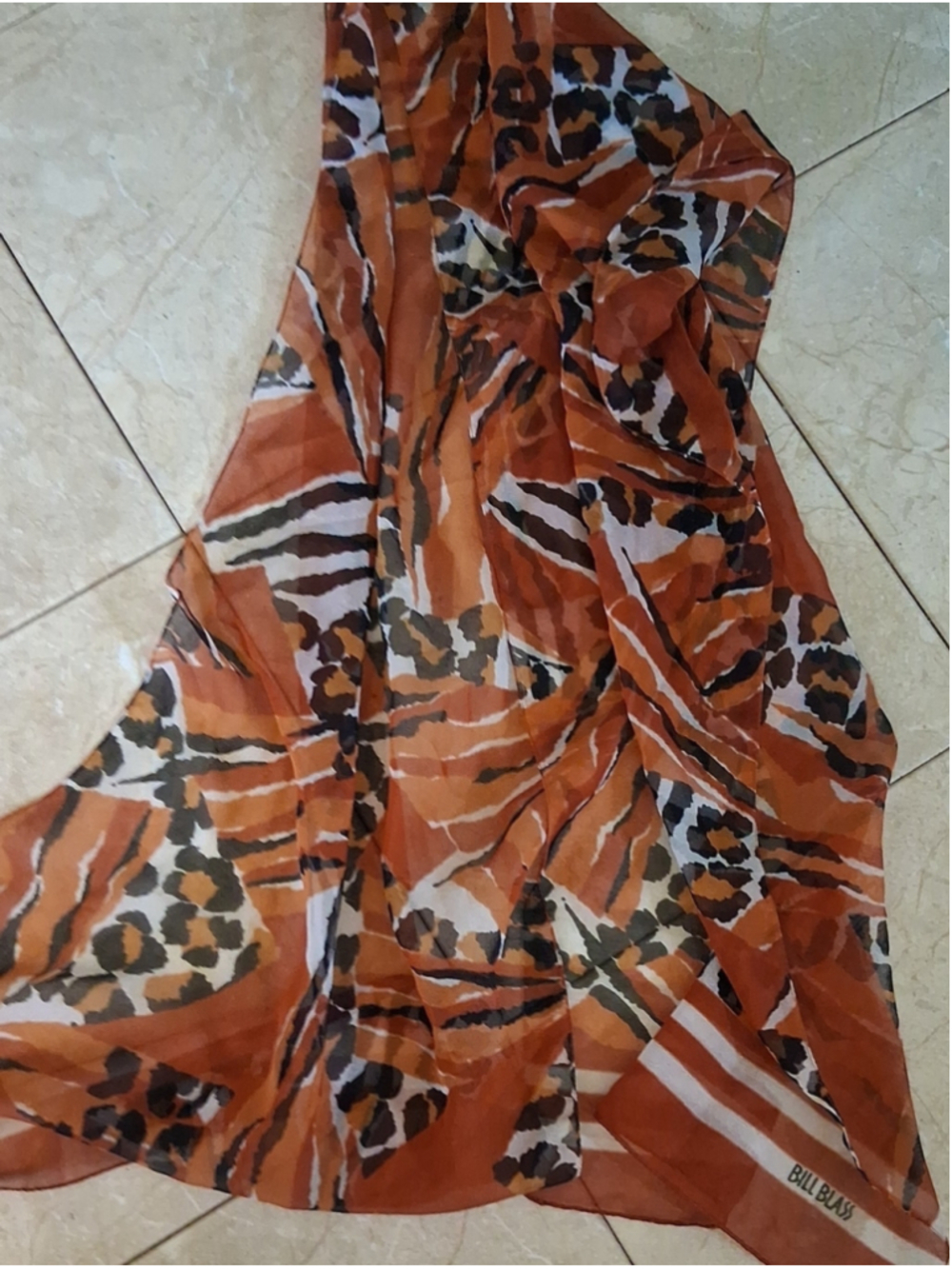 Bill blass Animal-Print Silk Scarf Rectangle